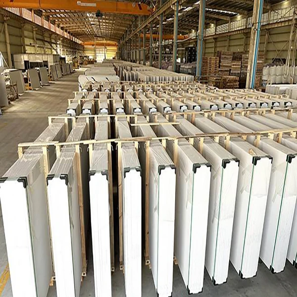 Packed quartz slabs prepared for container shipment