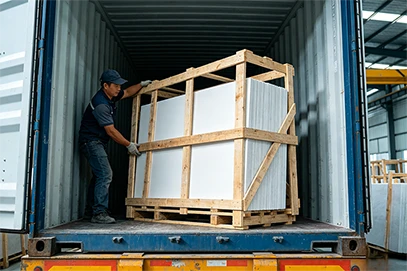 Quartz production and slab packing process