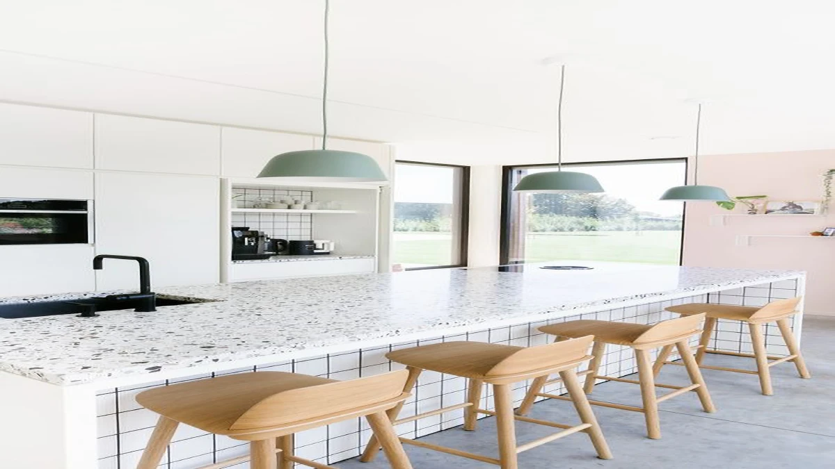Artificial terrazzo kitchen countertops for apartments and residential interiors