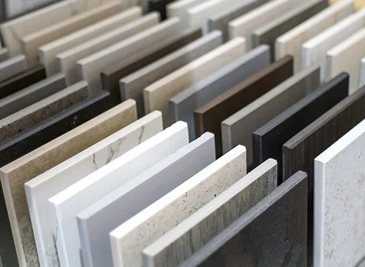 Quartz stone color and texture samples for pre-shipment color variance inspection