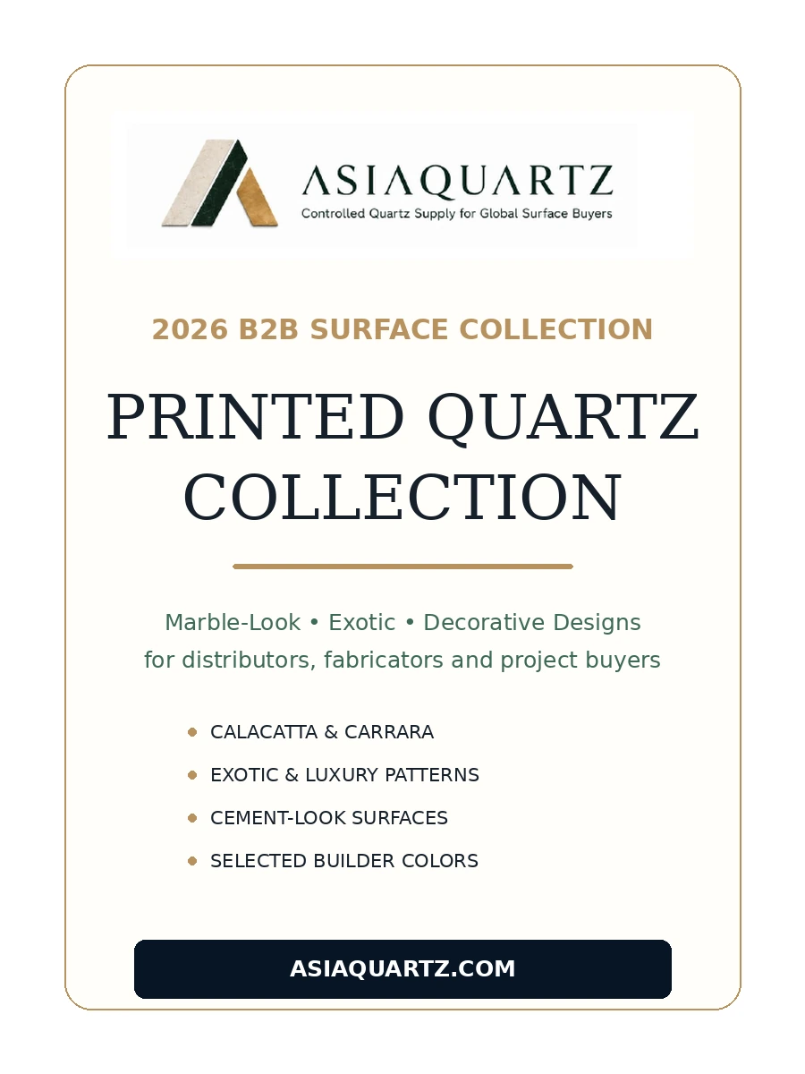 AsiaQuartz printed quartz catalog with marble-look and decorative quartz designs