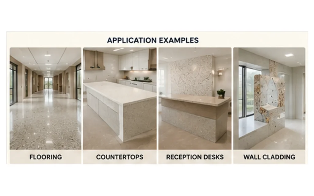 Terrazzo and quartz applications in commercial interior projects