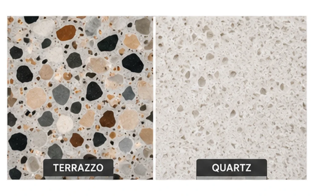 terrazzo vs quartz commercial surface comparison
