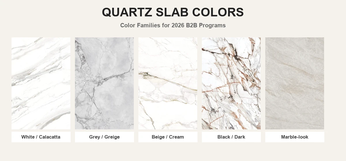Quartz slab warehouse for B2B buying guidance