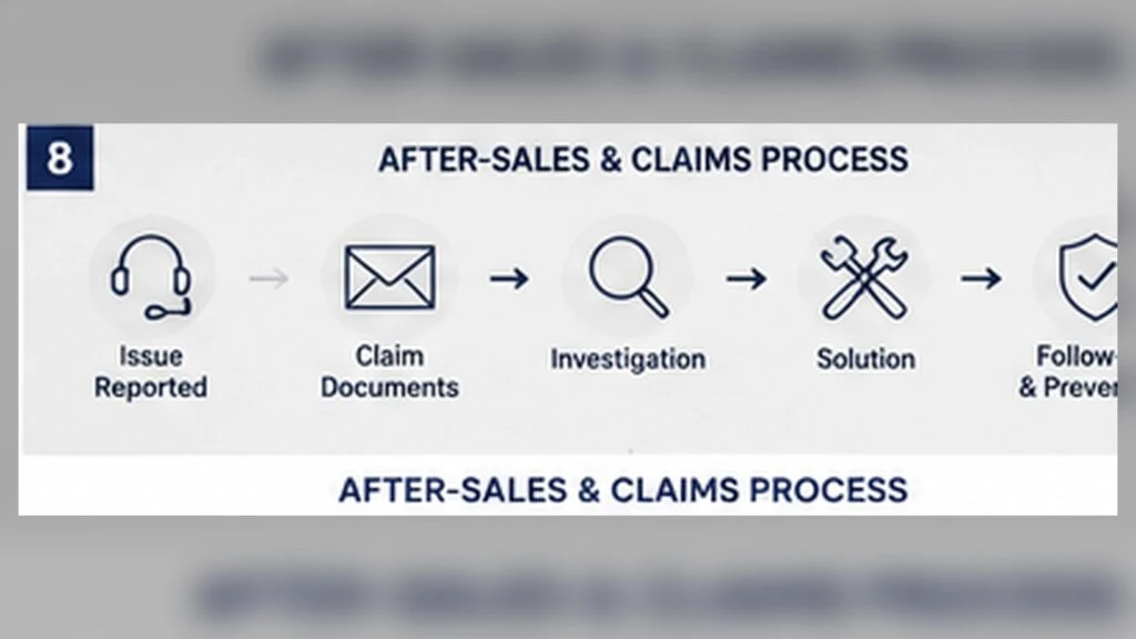 Quartz slab after-sales claims process from issue reporting and evidence review to investigation, remedy and prevention.