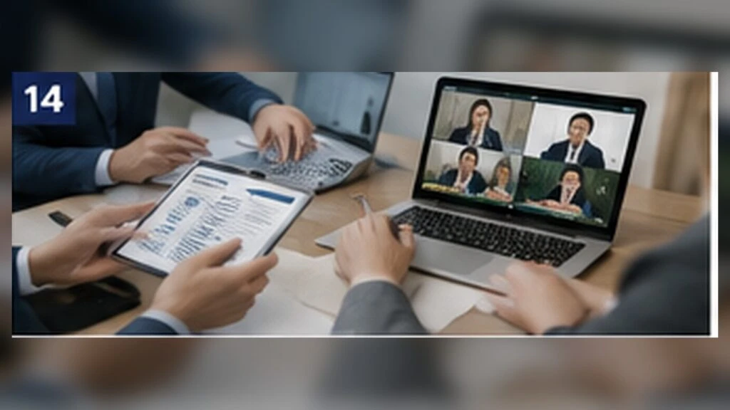 Procurement team evaluating quartz supplier communication, technical responses and document accuracy during a video meeting.