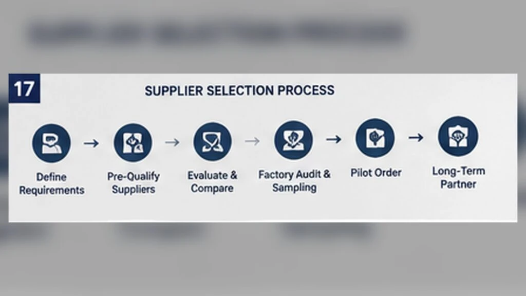 Quartz supplier selection process from defining requirements and prequalification to audit, pilot order and long-term approval.