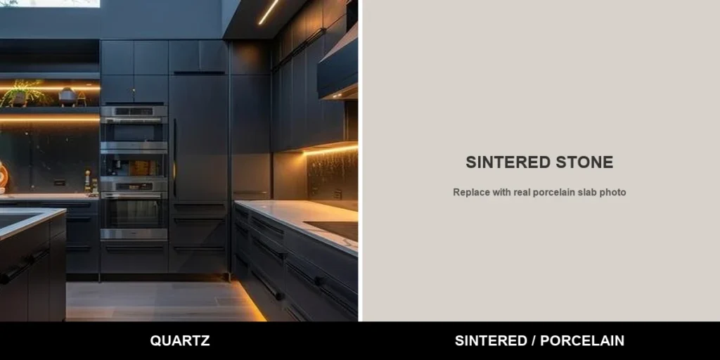 Quartz slab vs sintered stone porcelain slab comparisonfor 2026 B2Bsourcing by AsiaQuartz